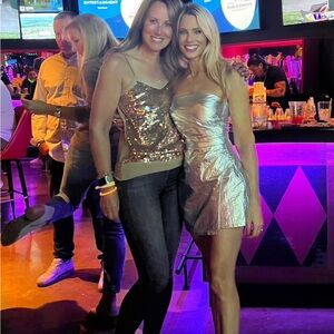 Zara Metallic Romper Skort Mini Dress Jumpsuit Small 4